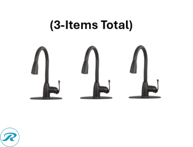 New - (3) Project Source Tucker Matte black Single Handle Deck-mount Pull-down Kitchen Faucet with Sprayer (Includes Deck Plate)