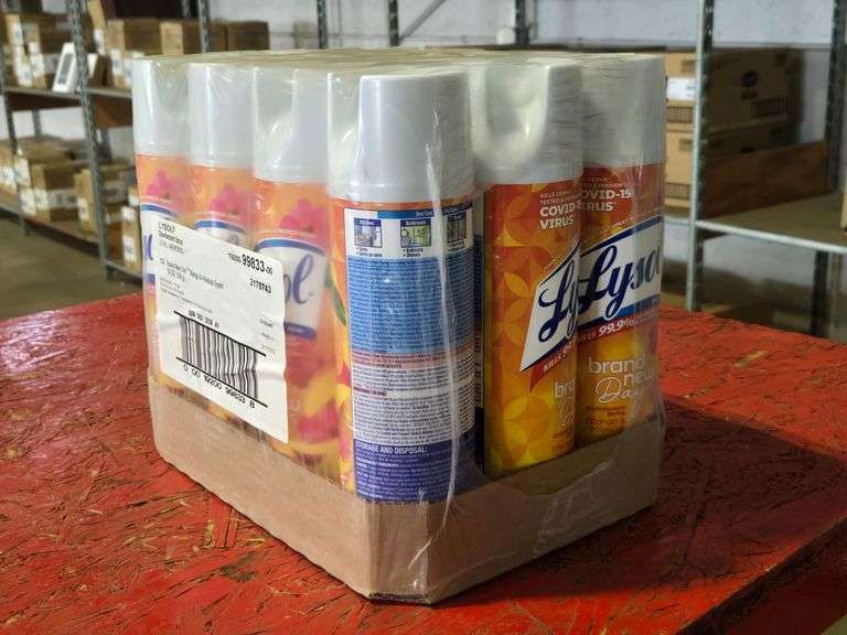 (12) Lysol 99833 Disinfectant Spray, Mango & Hibiscus Scent, 19oz