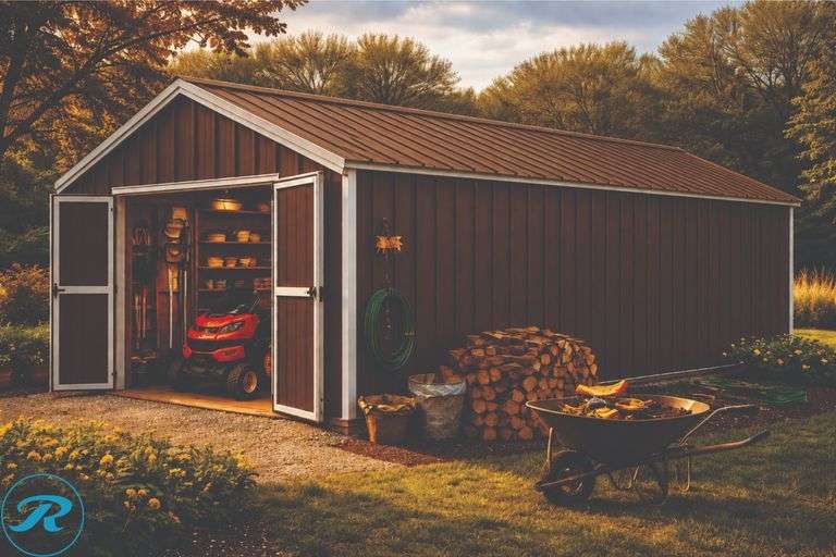 DIY 12' x 24' Brown Storage Shed Kit – All Wood & Metal Included – 30 PSF Snow Load