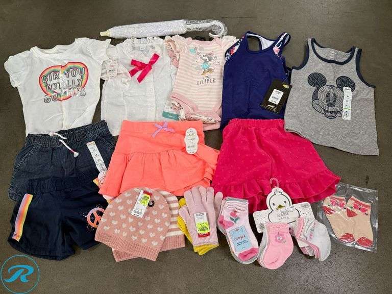 Tray of Girls Assorted Size Kids Clothes