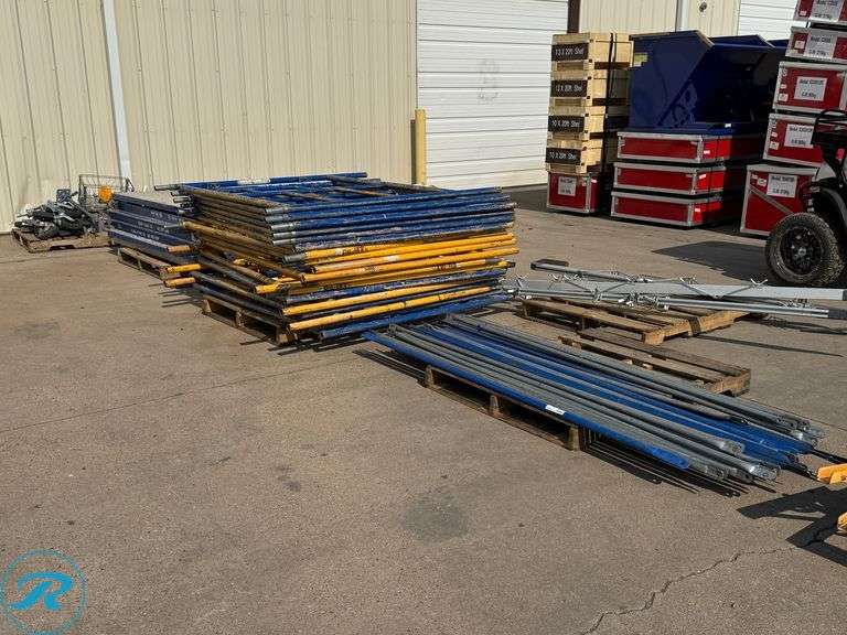 (4) Pallets of Bil-Jax Scaffold Frames, Cross Braces, Planks and Casters