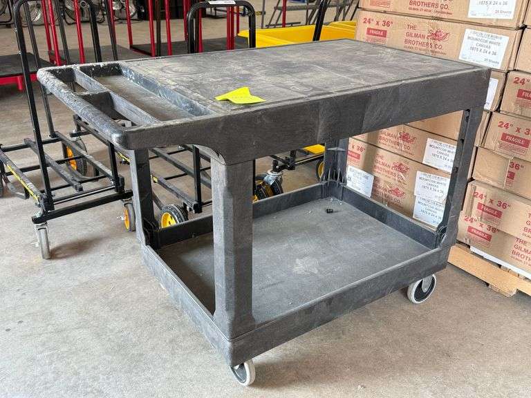 Uline Utility Cart, Heavy-Duty Plastic, Two Shelf