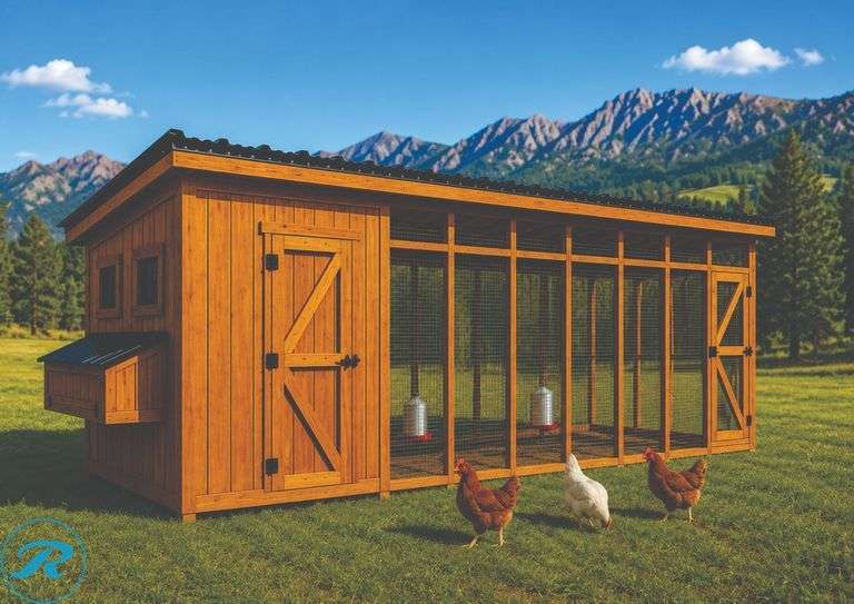 8'×24' Brown DIY Chicken Coop & Run Kit – 30 PSF Snow Load