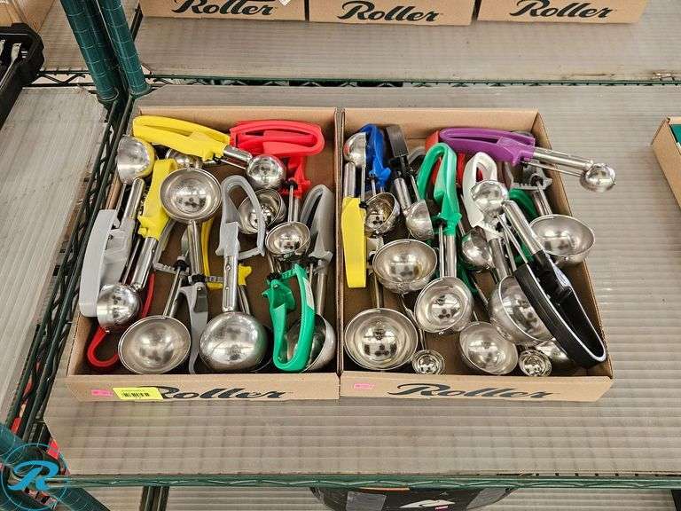 (2) Trays of Stainless Steel Portion Scoops