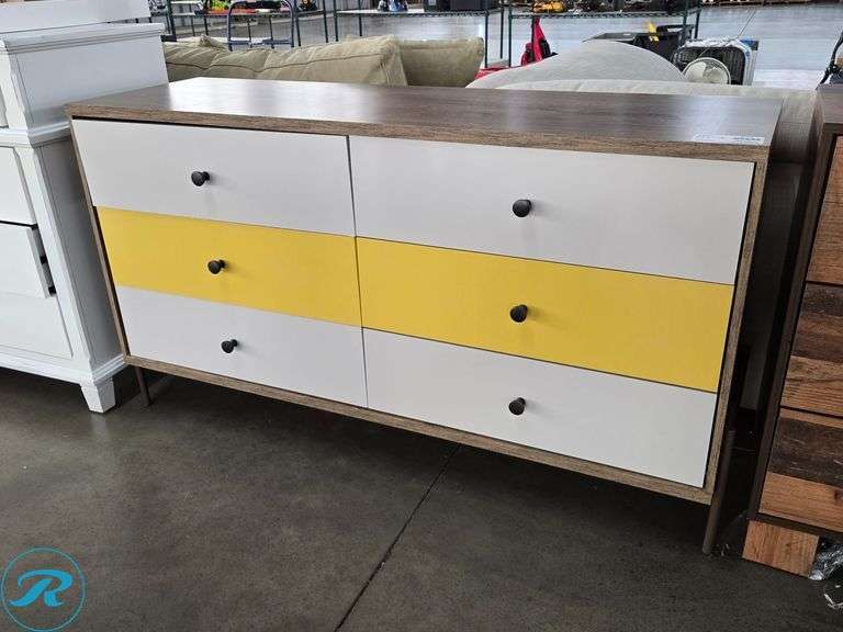 Modern 6-Drawer Dresser, 57-1/2" x 18"