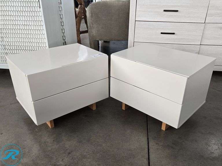 (2) White 2-Drawer Nightstands, 23"  x 17-1/2"