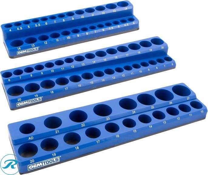 Vevor 3-Pc Magnetic Socket Organizer to Hold 68 Metric Sockets - New