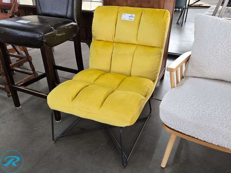 Upholstered Accent Chair With Metal Base