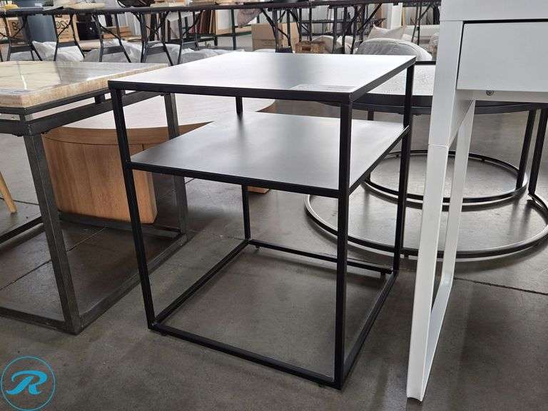 Metal Frame End Table With Shelf, 20" x 20"