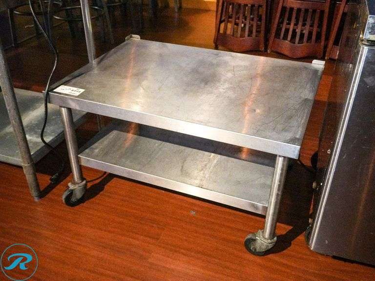 Stainless Steel Table With Lower Shelf And Casters, 36" x 26"