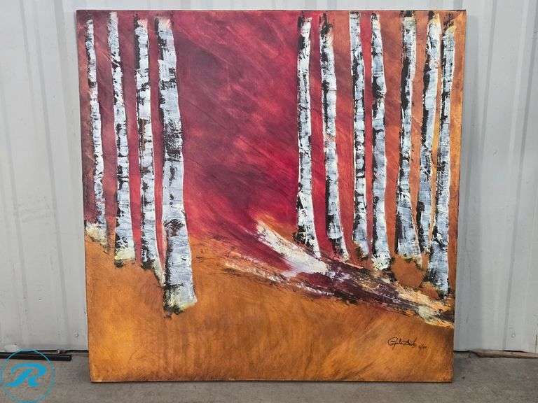 Abstract Forest Painting Signed, 4/89, 36" x 36"