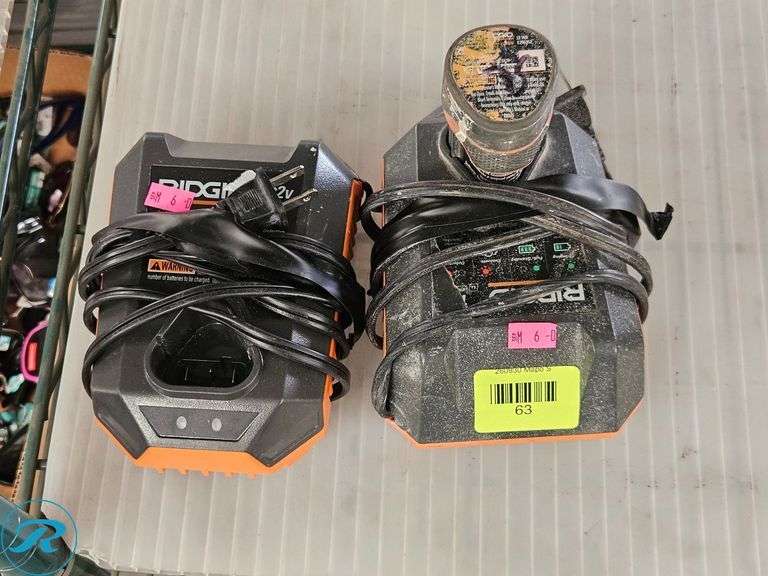 (2) Ridgid R86045 12V Battery Chargers, Electric