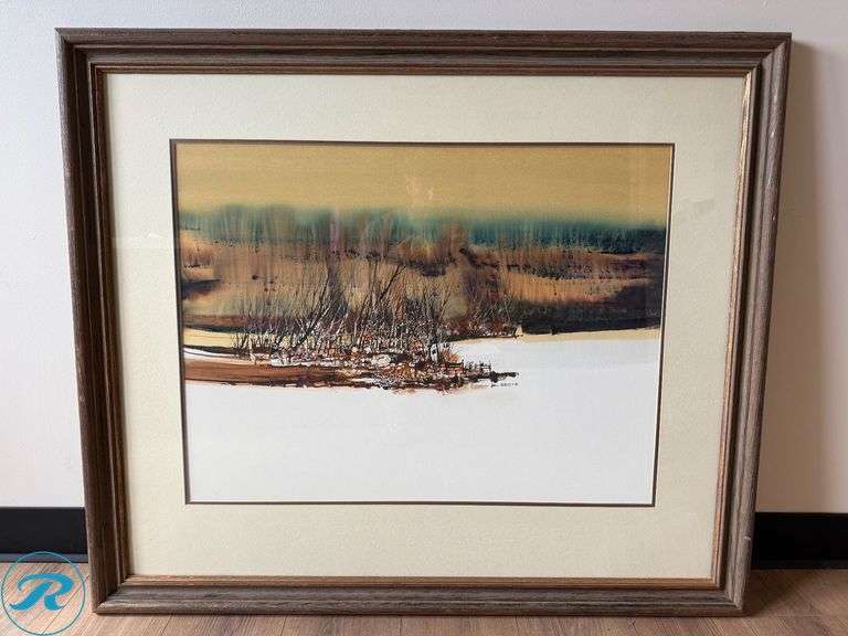 John L. Mendoza 1980 Signed Framed Landscape Watercolor Painting, Framed, 40" x 34"