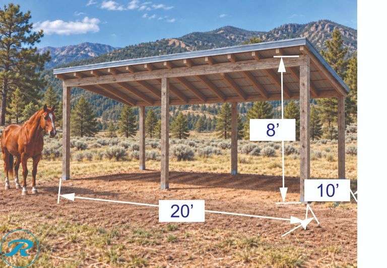 New - DIY 12′ × 20′ Horse Shade Shelter Kit – Weathered Wood Frame ...