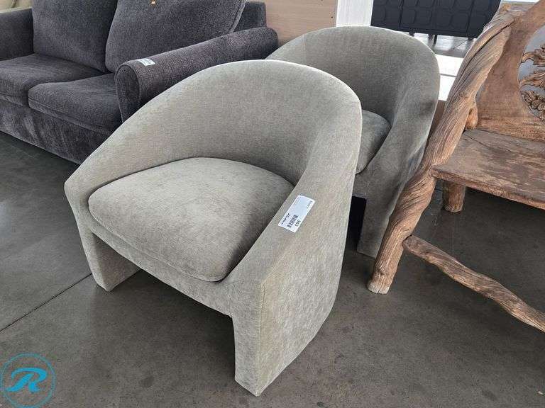 (2) Contemporary Upholstered Barrel Accent Chairs