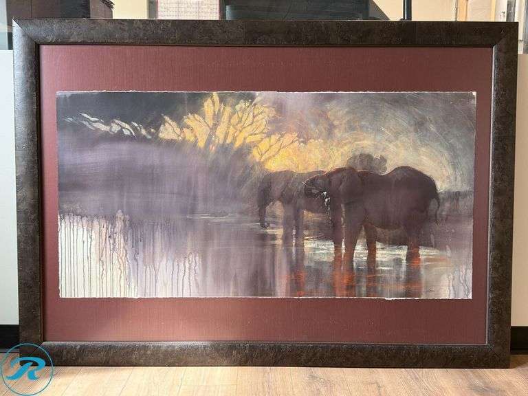 Anne London “Morning Ritual” Signed Mixed Media Artwork, Framed, 66" x 46"