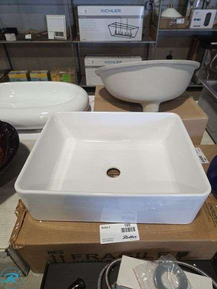 White Ceramic Rectangular Vessel Sink