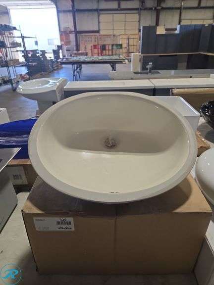 Pallet of (16) Cases Model 201 2-Pack Oval Undermount Bathroom Sink - Biscuit