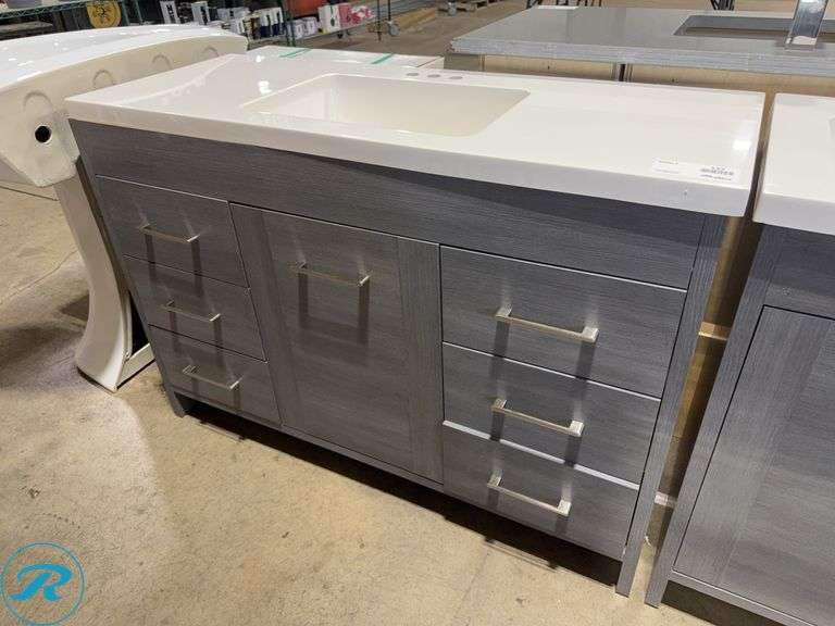 Bathroom Vanity With Integrated Sink And Multiple Drawers, 49ā x 19ā x 34ā