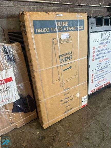 (2) New Uline H-7902BL Deluxe Plastic A-Frame Sign, Black, 27 x 46 Inch