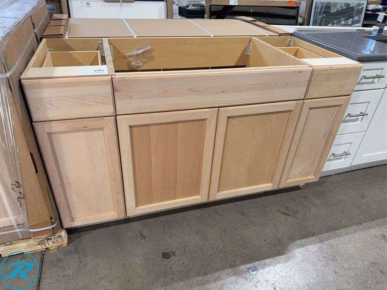 Shaker Style Unfinished Wood Sink Base Cabinet with Drawers and Doors, 60ā x 24ā x 35ā - New in Box