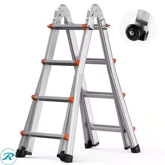 Vevor Telescoping A-Frame Ladder, 13 Ft, Compact Aluminum Collapsable - New