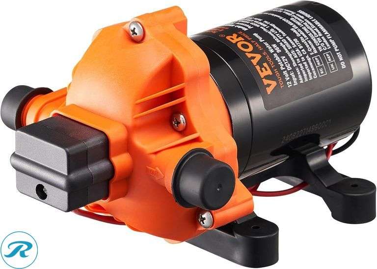 VEVOR 12V Diaphragm Pump, 3 GPM, 3-Chamber, 1/2 in MNPT, 40-100 PSI - New