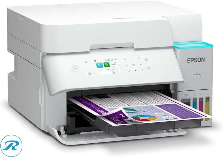 Epson EcoTank ET-3958 Wireless Color Supertank Printer, 250-Sheet, White - Like New/Some ink missing