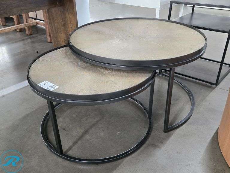 Pair, Round Nesting Tables, 35" and 28"