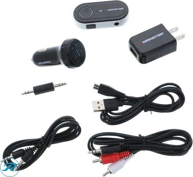 Monster Bluetooth Audio Receiver Kit - 7-Piece Wireless AUX Adapter for Car/Home - Like New/Damaged Box