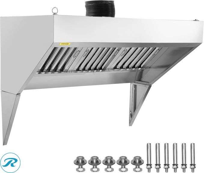 VEVOR Exhaust Hood, 6FT, 201 Stainless Steel, U-Grid Filter 6FT ...