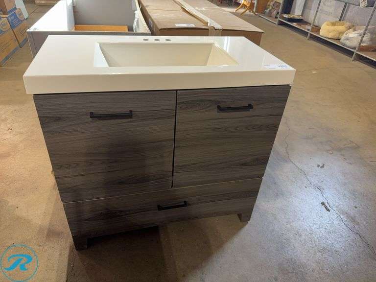 Riobel BOSQUE Vanity With Integrated Sink, Three Faucet Holes, 37ā x 19ā x 35ā
