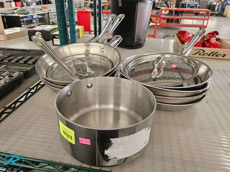 Stainless Steel Fry Pans With Lids and Sauce Pan