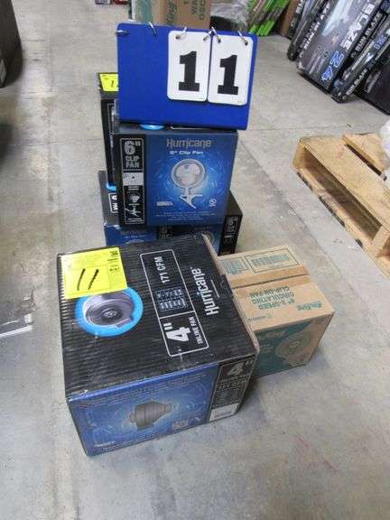 (6) 6" CLIP ON FANS, (1) 4" INLINE FAN