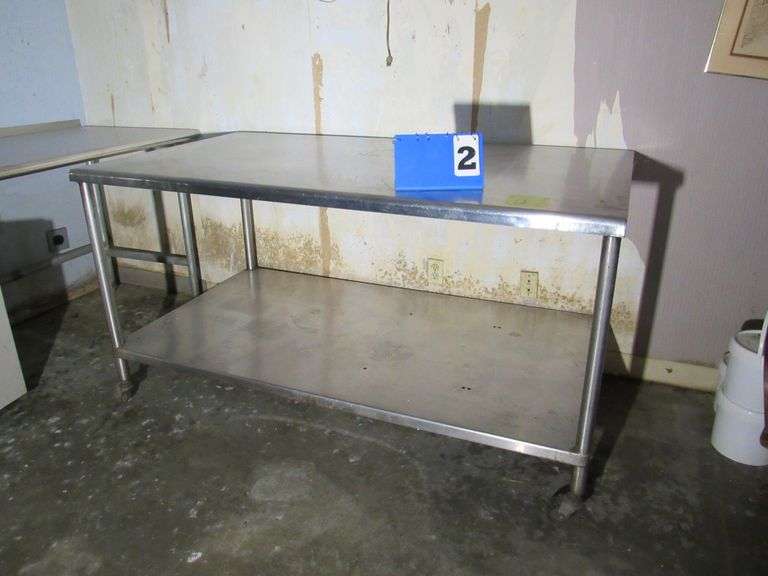 STAINLESS STEEL METAL TABLE APPROX. 36" X 66" X 36"