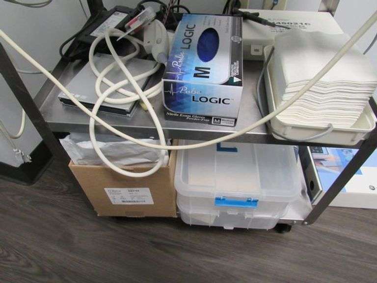GE VIVID-I CARDIOVASCULAR ULTRASOUND SYSTEM, S/N 055508VI WITH PORTABLE STAINLESS STEEL CART AND ACCESSORIES