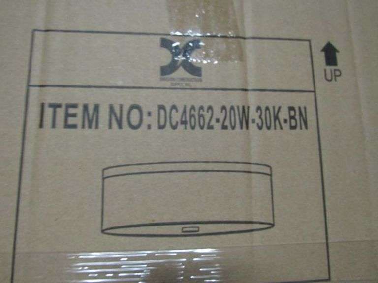 PALLET, (60) CEILING DRUM BN 2XE26 WHITE LINEN SHADE WITH WHITE GLASS DIFFUSER #DC4662-20W-30K-BN