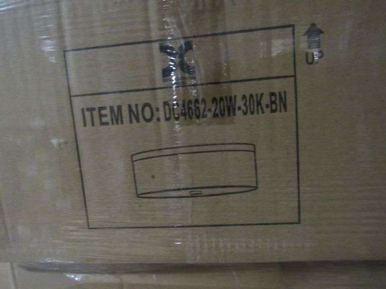 PALLET, (60) CEILING DRUM BN 2XE26 WHITE LINEN SHADE WITH WHITE GLASS DIFFUSER #DC4662-20W-30K-BN