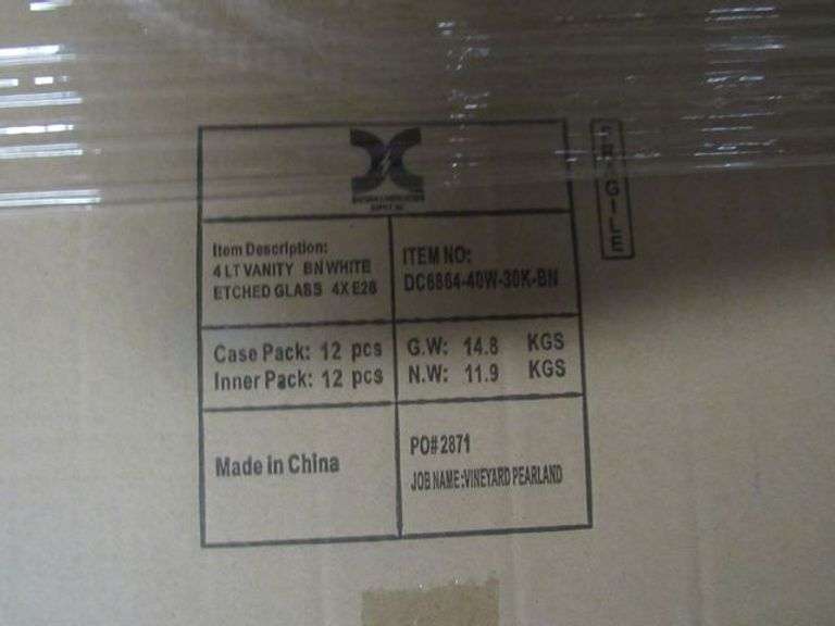 PALLET, (576) WHITE ETCHED GLASS FOR DC6864 #DCG-6864-WH