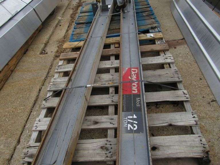 (2) JIB CRANE BEAMS APPROX. 7', (2) 11' DAYTON TROLLEY RAILS, 1/2TON Rosen Systems