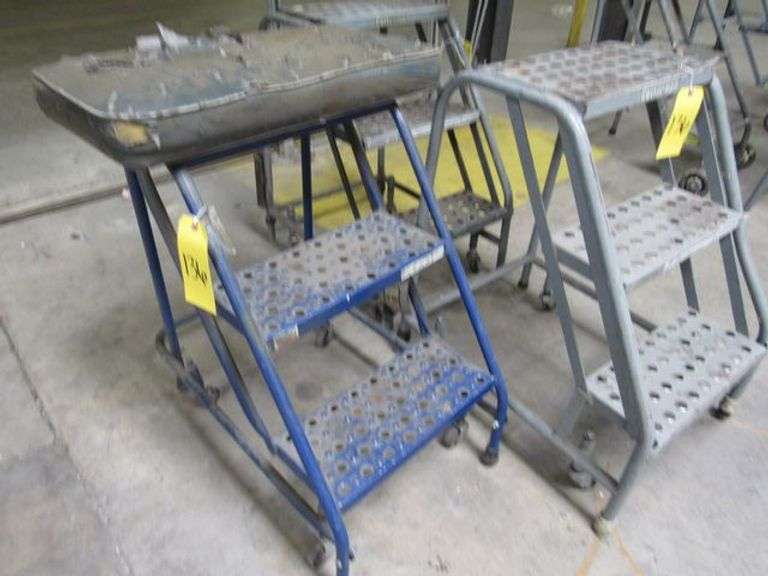 (3) METAL PORTABLE 3-STEP STOOLS