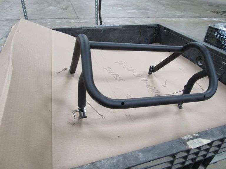 BLACK RAILING - APPROX. (24) PIECES, 2-22-019-0013 AND INCLUDES COLLAPSIBLE PLASTIC CRATE