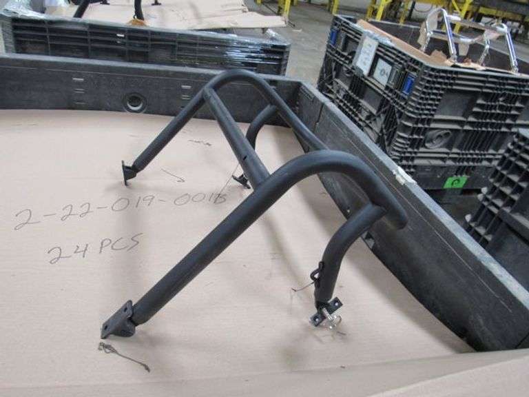 BLACK RAILING - APPROX. (24) PIECES, 2-22-019-0013 AND INCLUDES COLLAPSIBLE PLASTIC CRATE