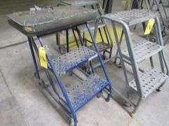 (3) METAL PORTABLE 3-STEP STOOLS