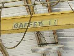 GAFFEY BRIDGE CRANE, 1-TON X 40' WITH ELECTRIC HOIST *Located Outside*