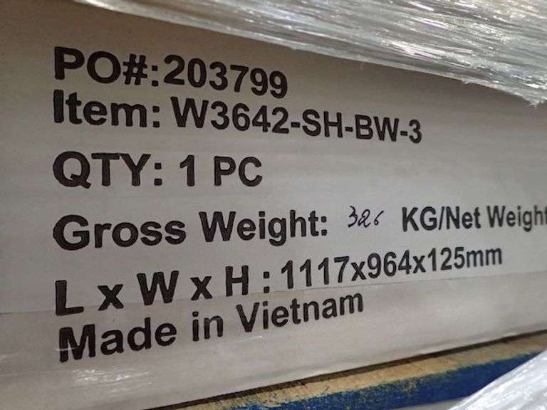 MIXED PRODUCTS AS SHOWN, (4) ASSORTED BOXES/(1) PER BOX, ITEM #W3042-SH-BW, ADA-VSD45-RF-SH, ADA-VSD48-RF-SH, SHRINK WRAPPED, SOLD AS LOT