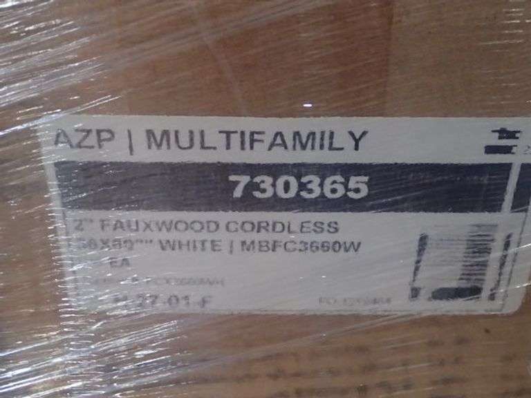 MIXED PRODUCTS AS SHOWN, INCLUDES MOSTLY CORDLESS BLINDS, ITEM# FCX3660WH, ASSORTED IN BOXES IN SHRINK WRAPPED PALLET AS SHOWN, SOLD AS LOT