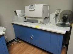 PRIMERA LEXMARK LASER PRINTER MDL 5061PRI S/N 940XC5P WITH 2-DOOR PORTABLE CABINET