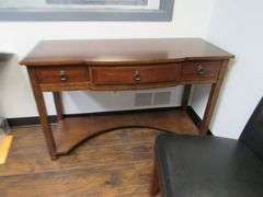 LOT, (1) WOOD L-SHAPED DESK, (2) 5-DRAWER LATERAL FILE CABINETS, (1) 2-DRAWER LATERAL FILE CABINET, (2) CHAIRS AND (1) ANTIQUE WOOD HUTCH
