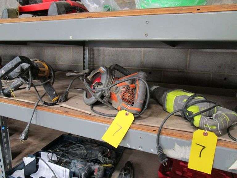 LOT, (1) RYOBI #RJ186V SAW ZALL, (1) RIDGID 7-1/4" SAW ZALL #R32104 AND (1) DEWALT #DW130V 1/2 VSR DRILL WITH MIXER